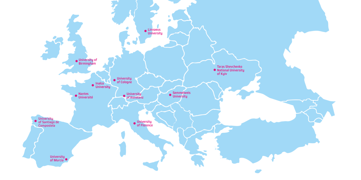Map with the 11 EUniWell partner universities